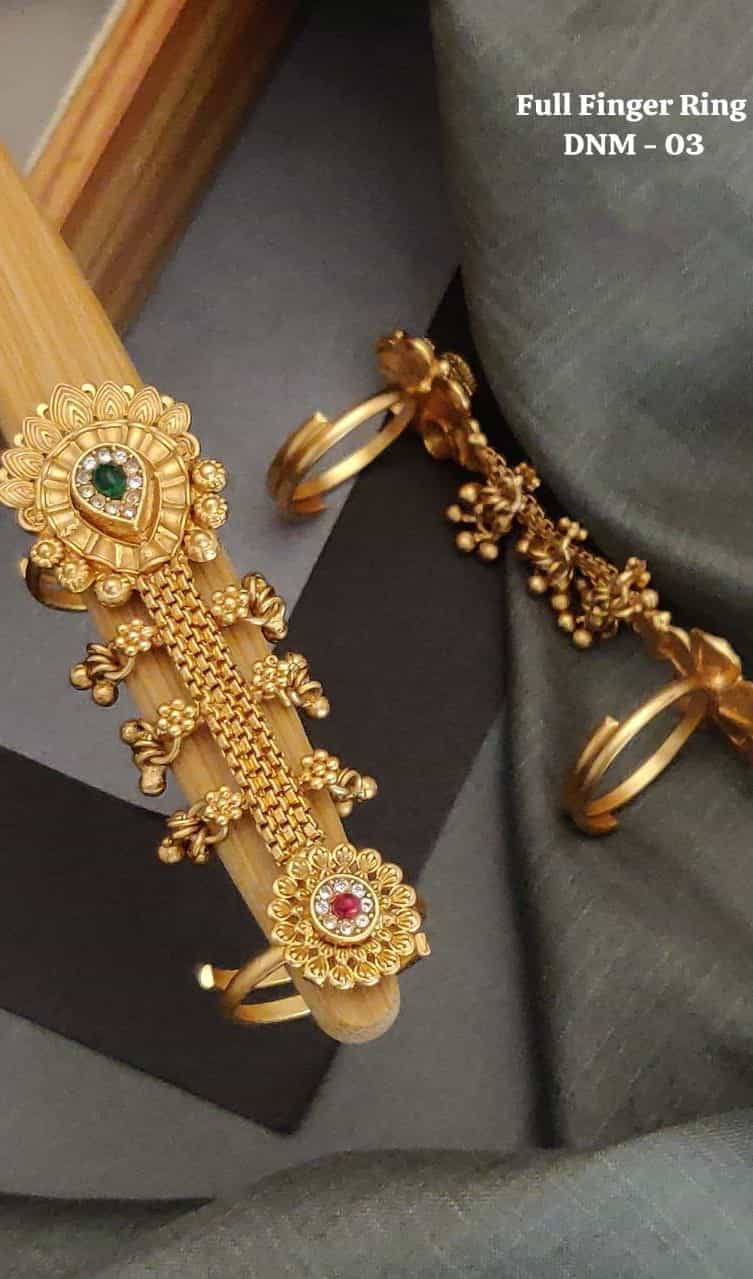 Antique gold Rajwadi ring for a royal look