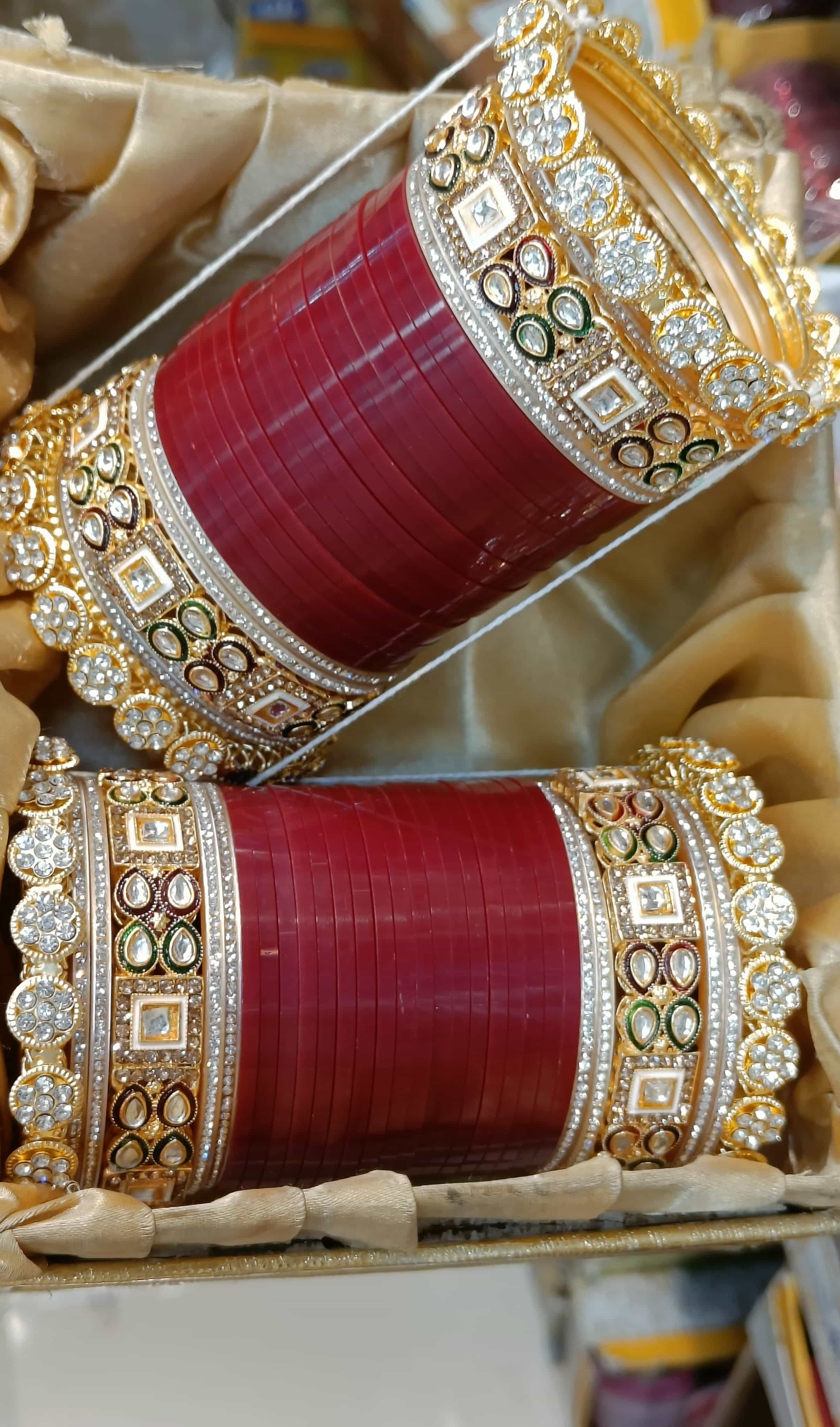 Designer bangle pair with antique craftsmanship