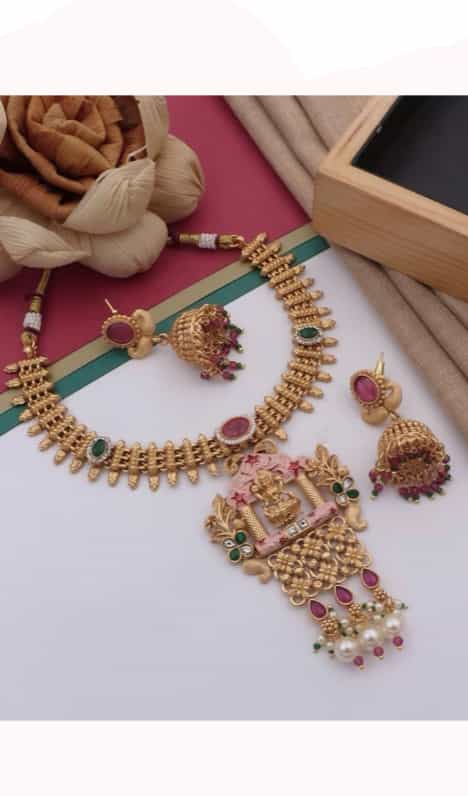 Traditional Rajwadi necklace and earrings with gold plating