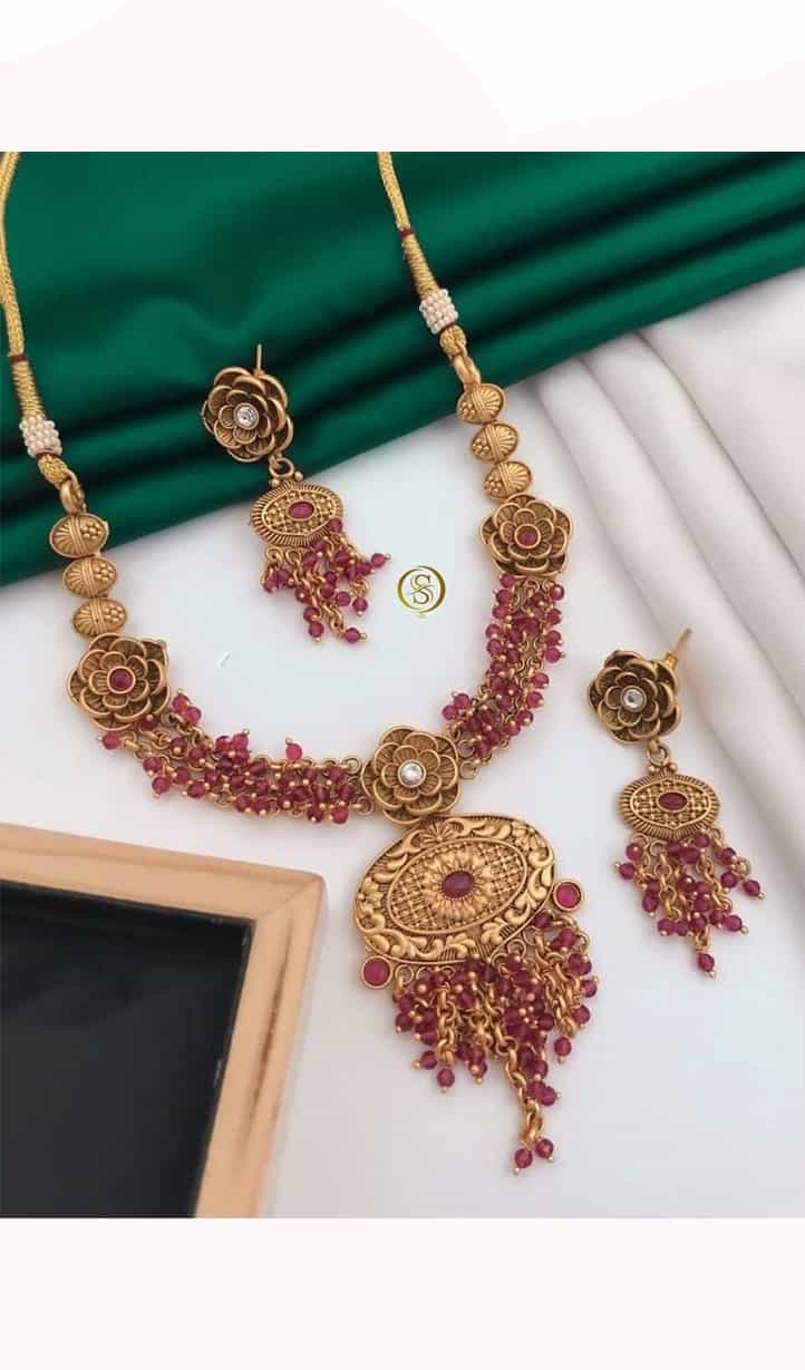 Traditional high gold-plated Rajwadi necklace and earring set
