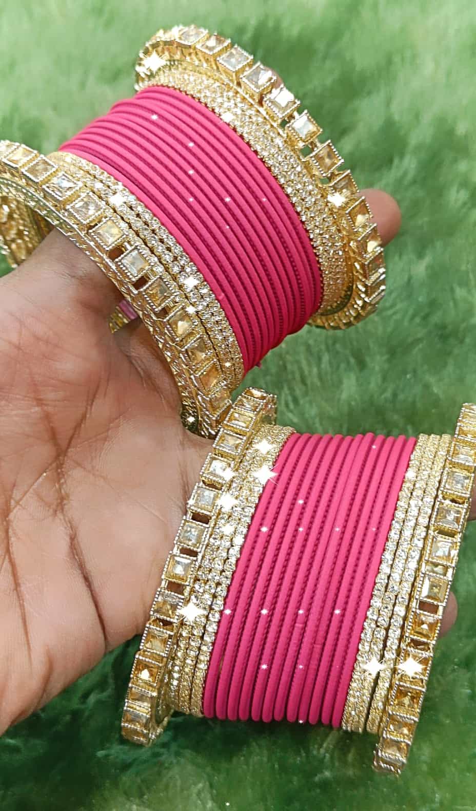 pink metal bangles set for a stylish ethnic look