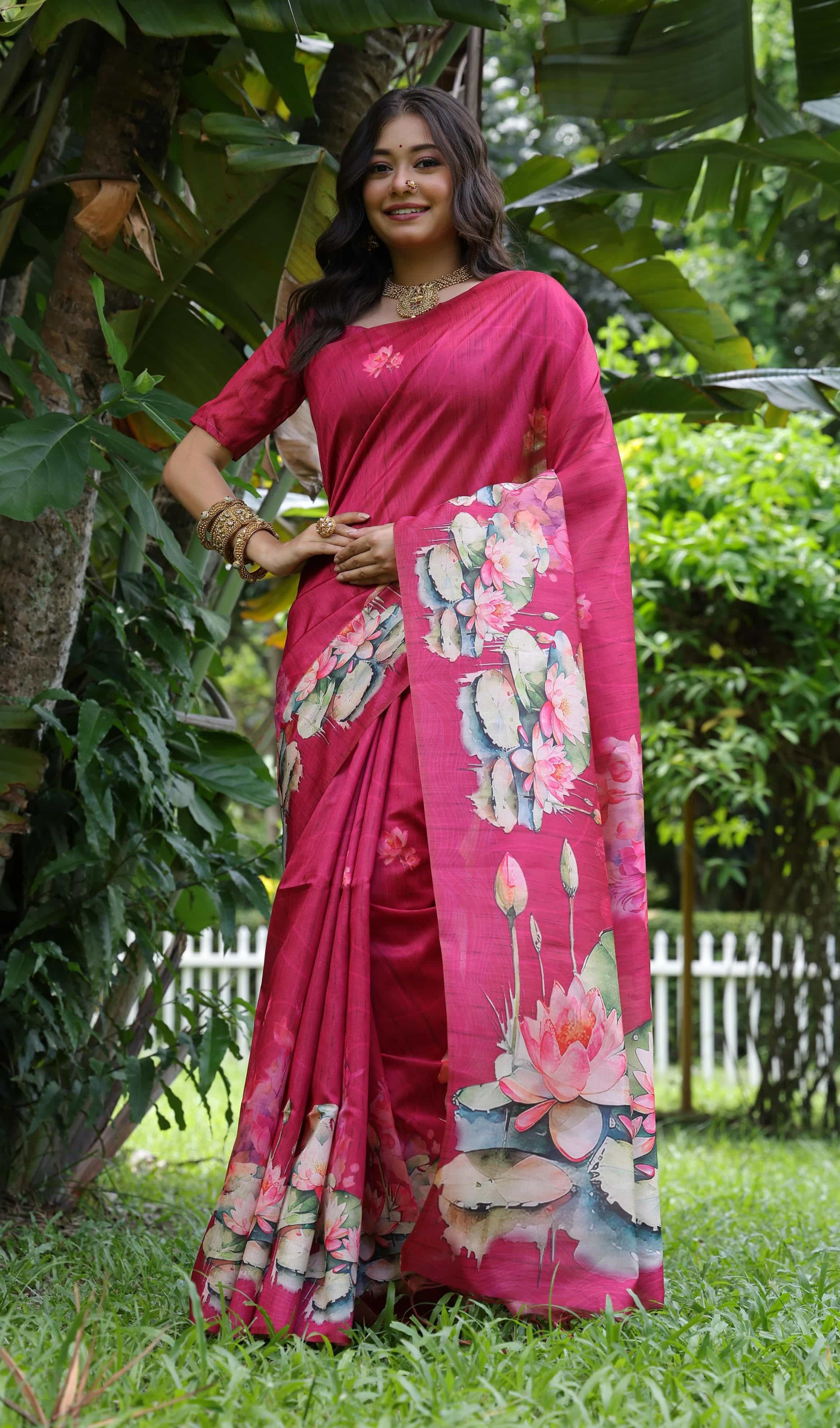 dark pink color saree