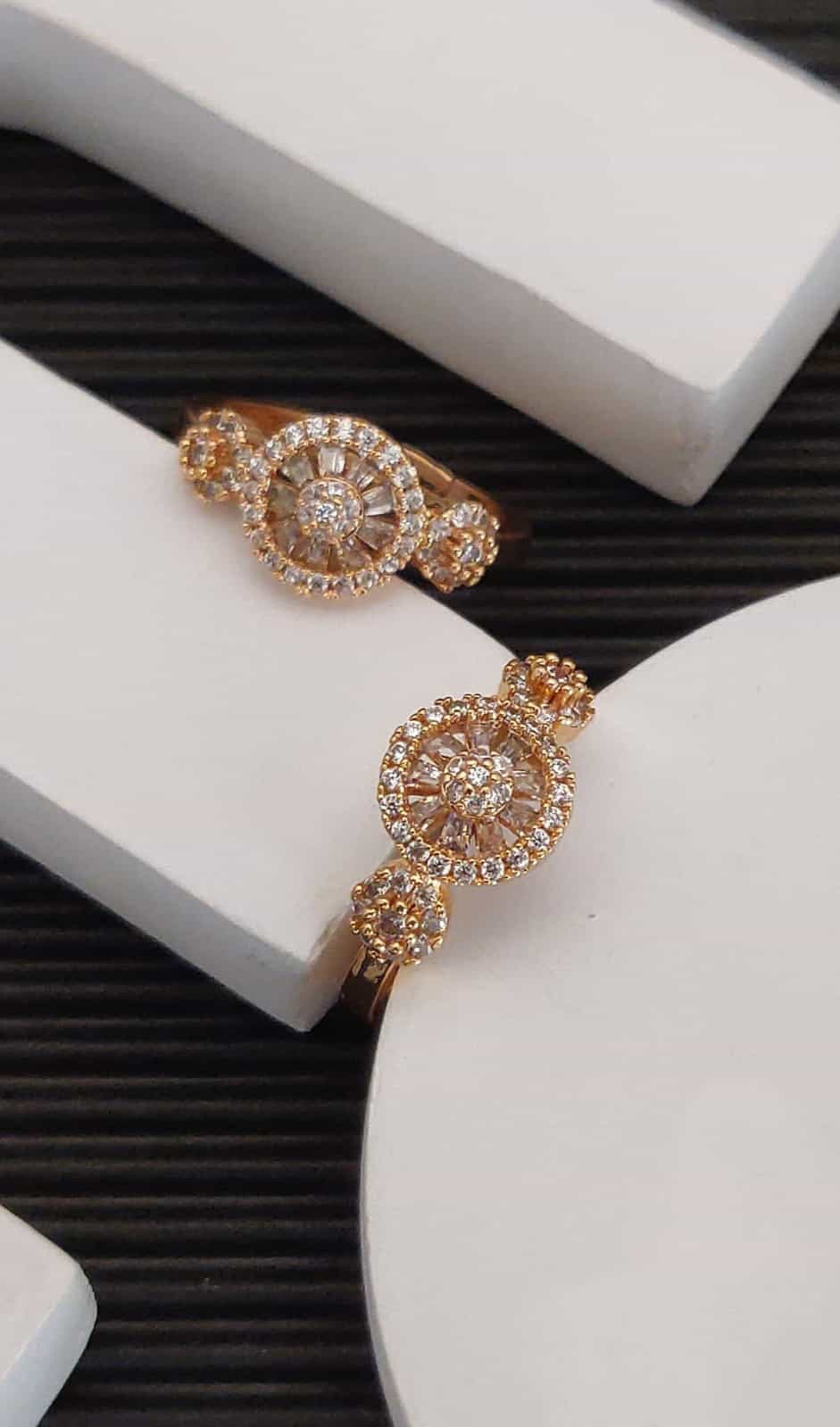 American Diamond ring in a rose gold color