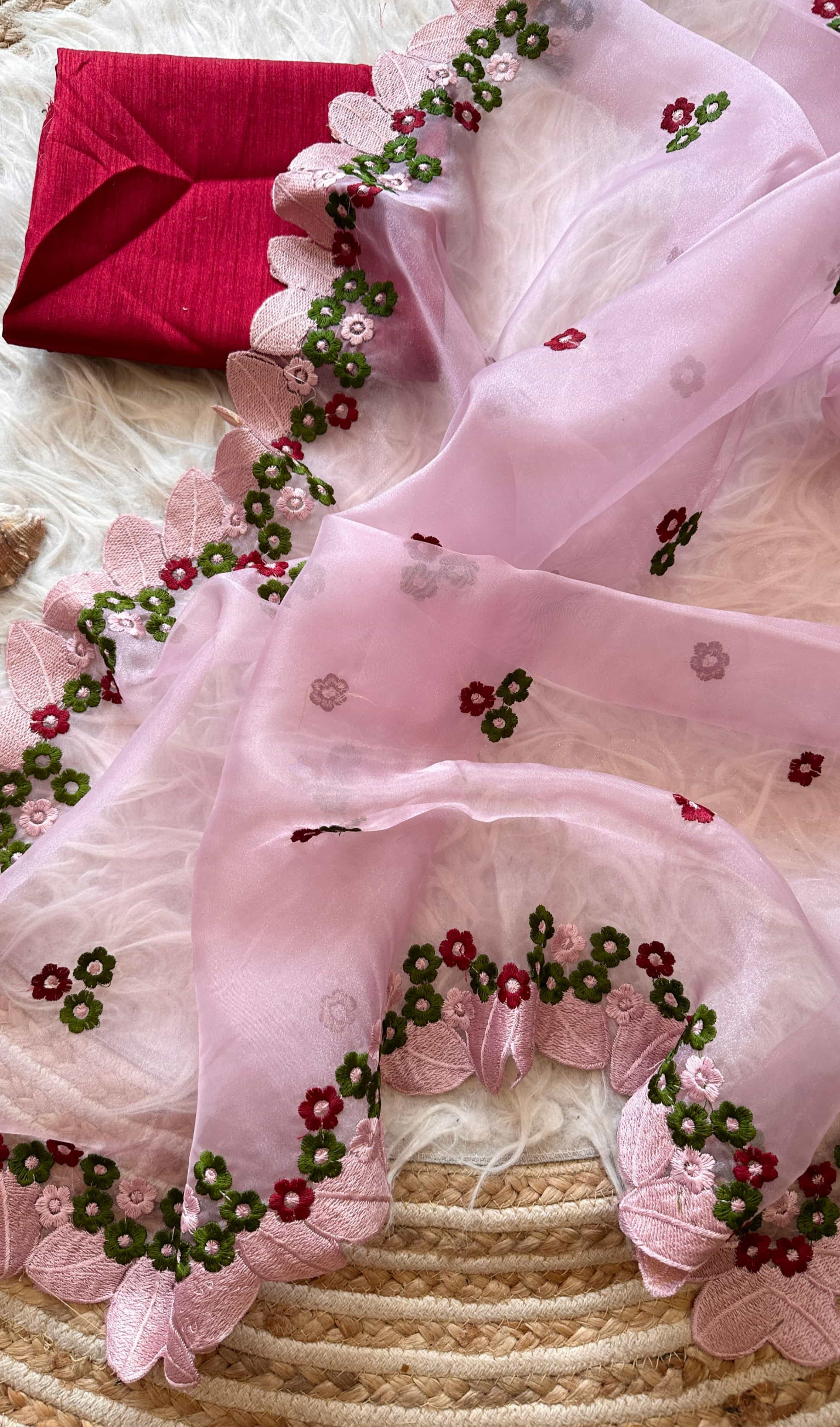 baby pink color saree