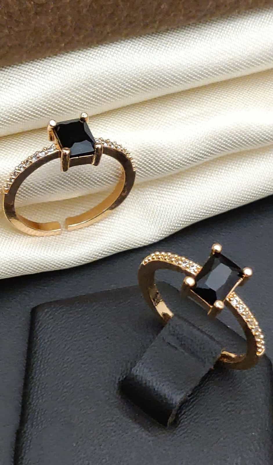American Diamond black stone ring