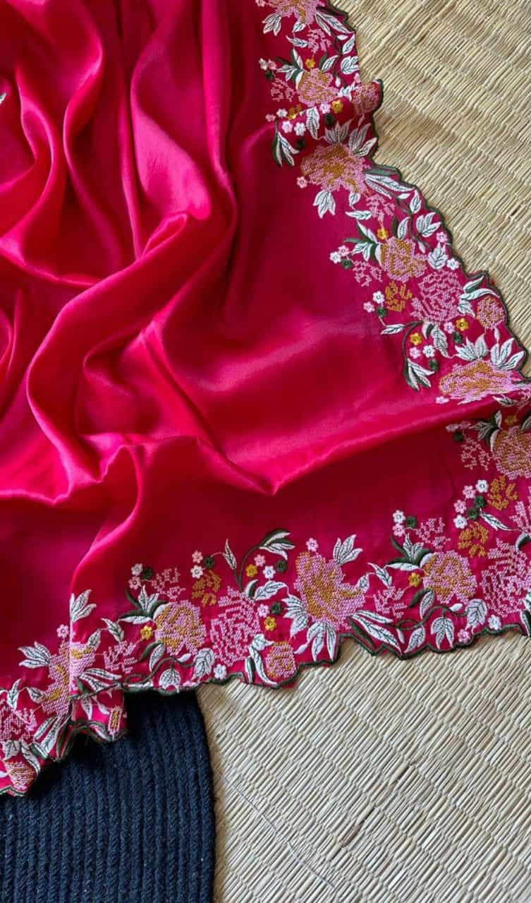 dark pink color saree