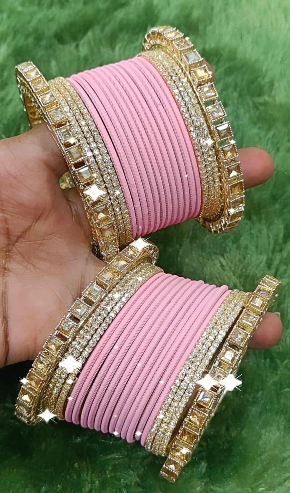 pink metal bangles set for festive and casual wear