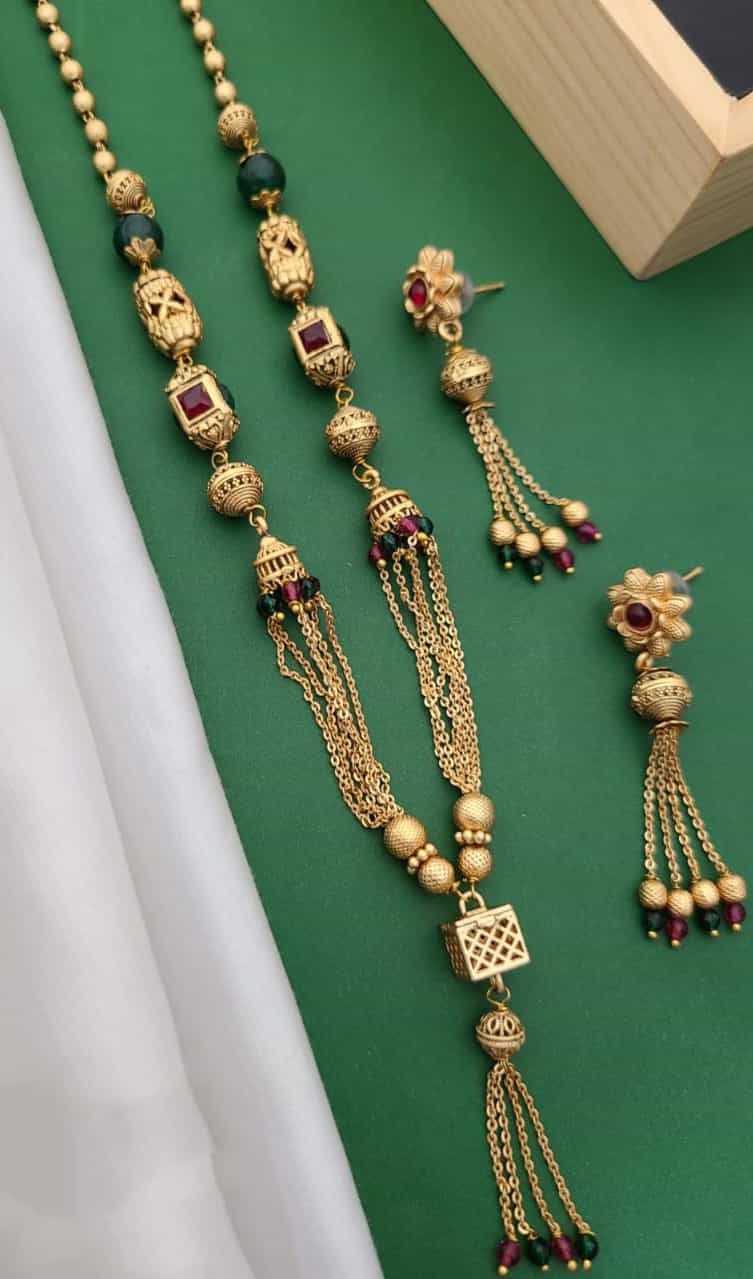 Elegant gold-plated necklace and earrings, perfect for special occasions