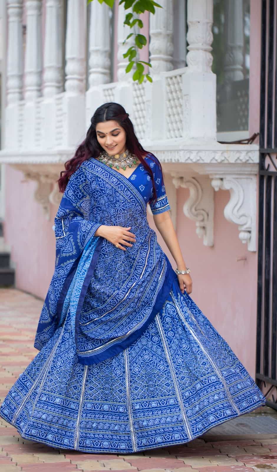 dark blue lehenga choli set