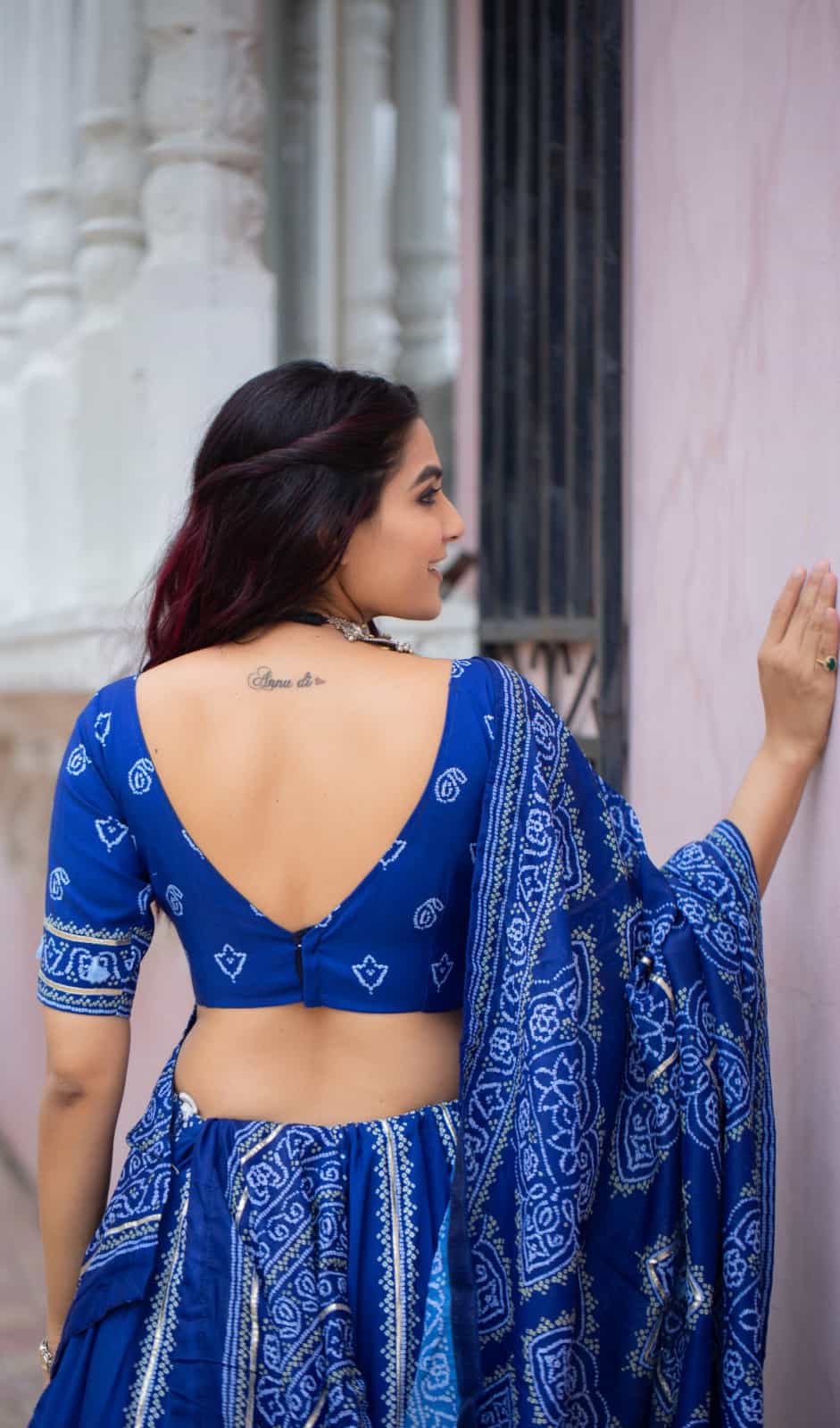 lehenga set with muslin silk dupatta and gota patti work