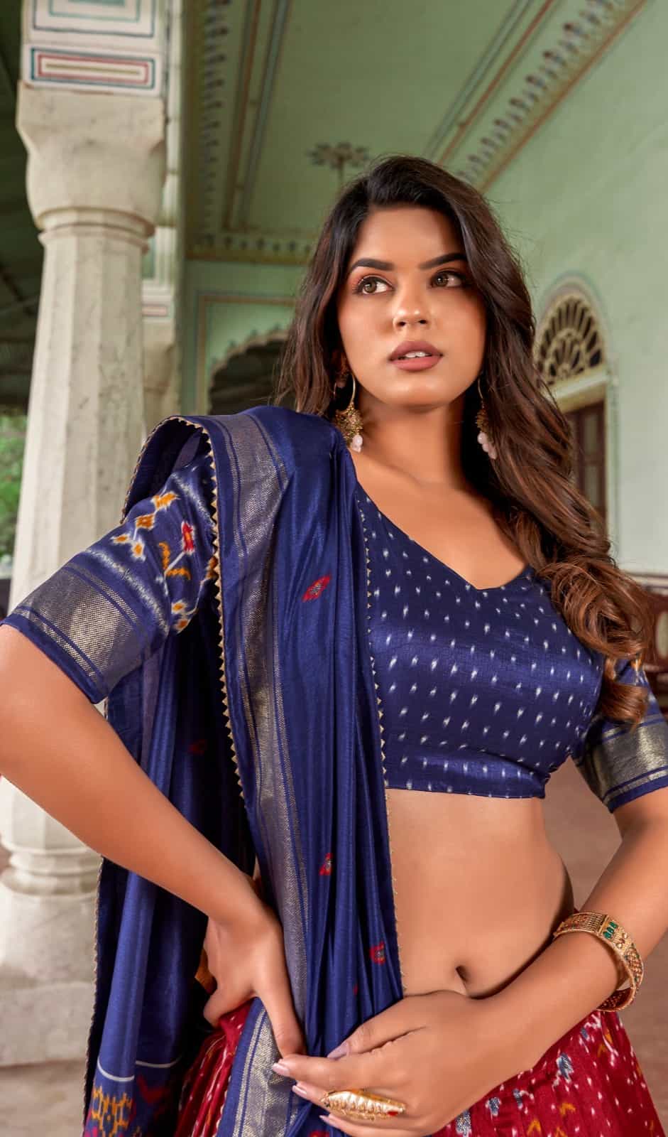 simple maroon lehenga