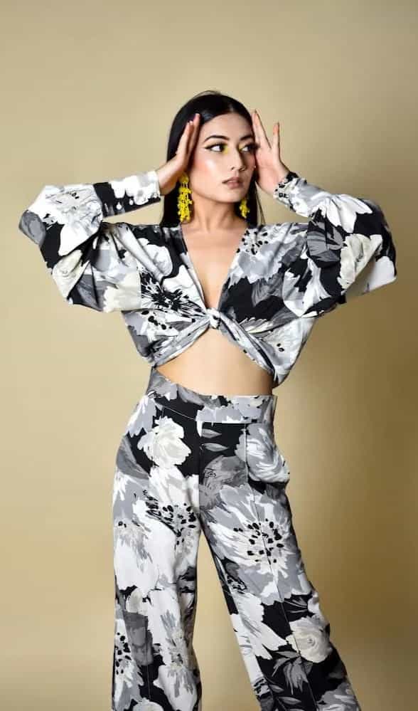 premium satin Floral co-ord set 
