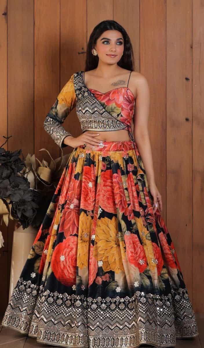 Full-stitched designer lehenga set