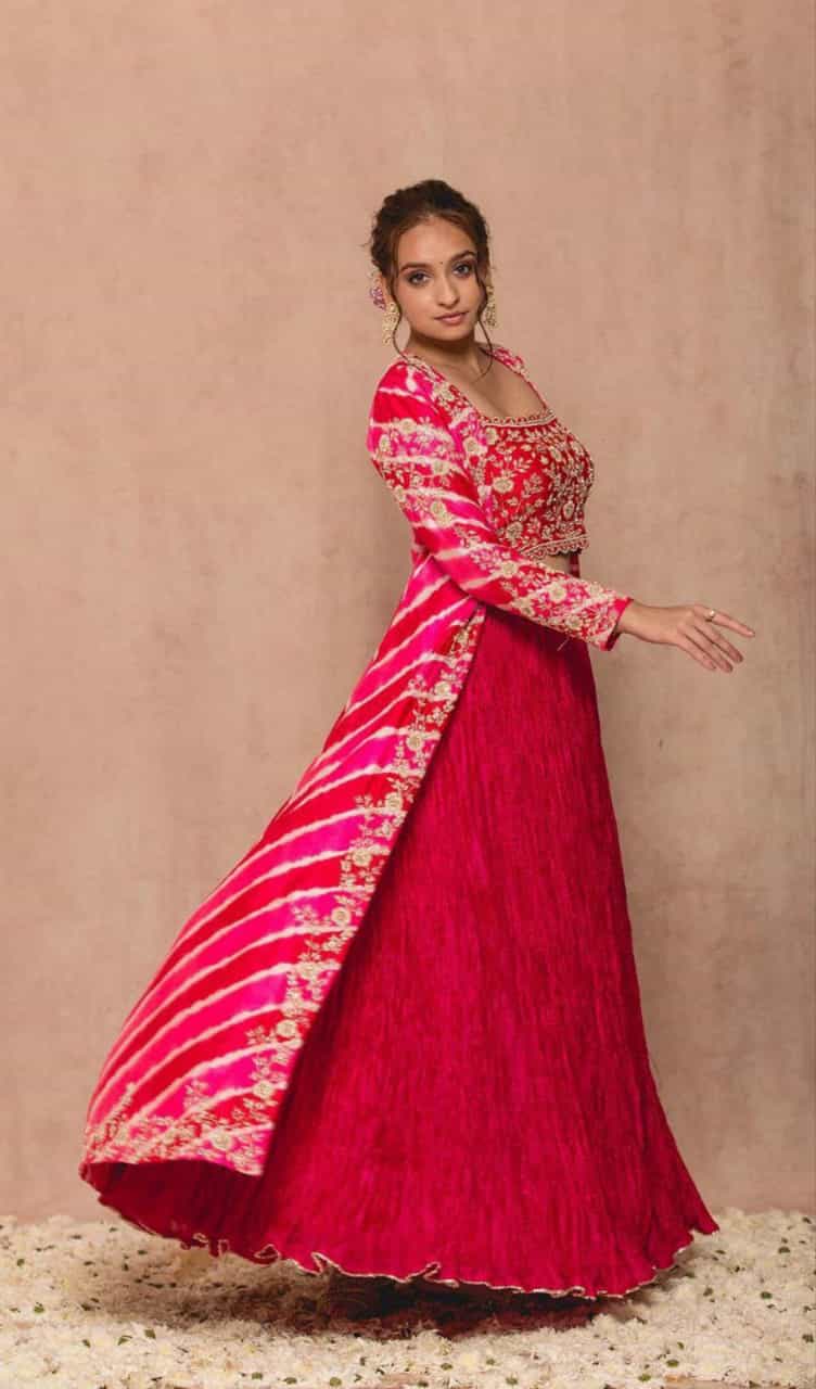 Unstitched Banglori blouse with sequin work