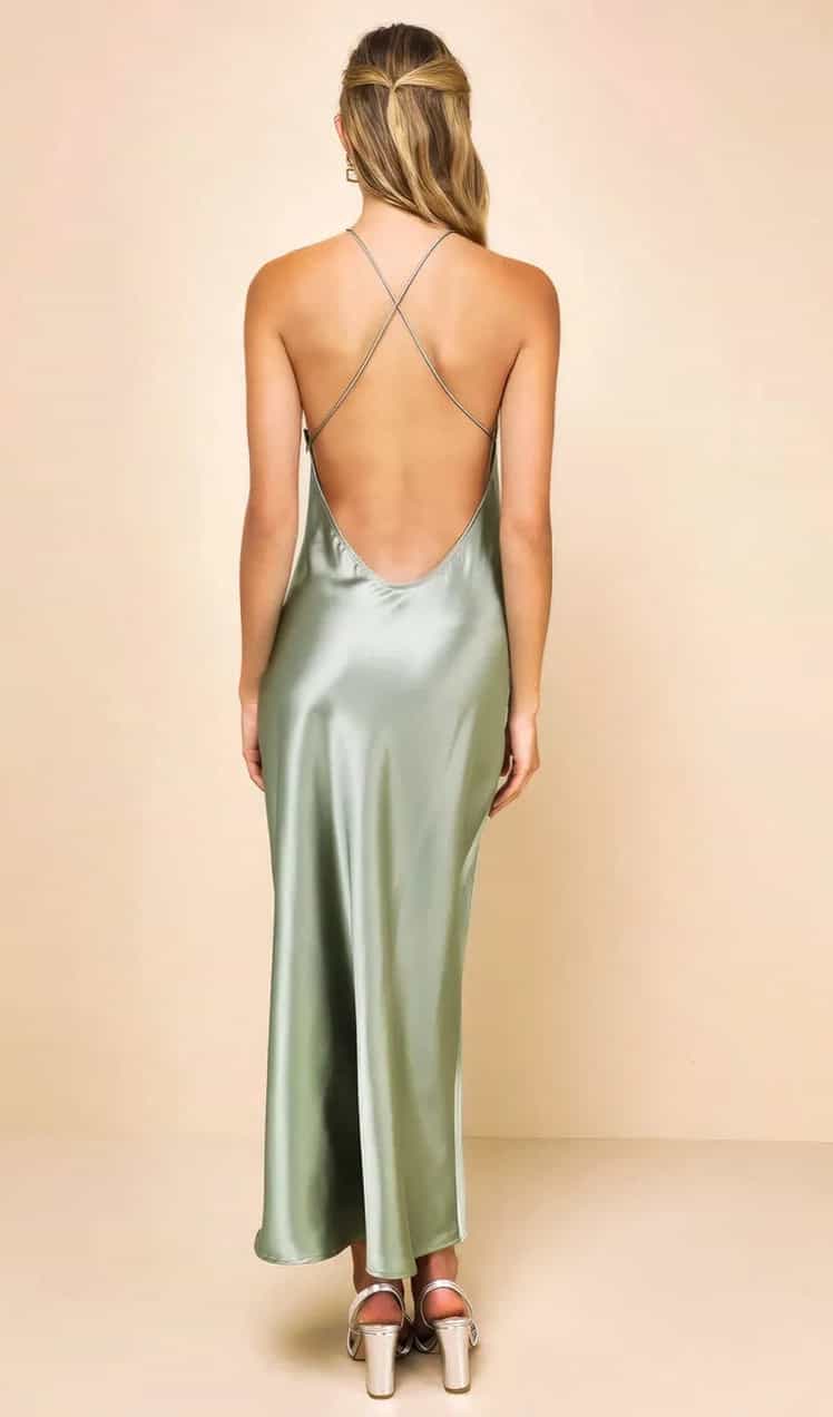 Elegant green halter maxi dress