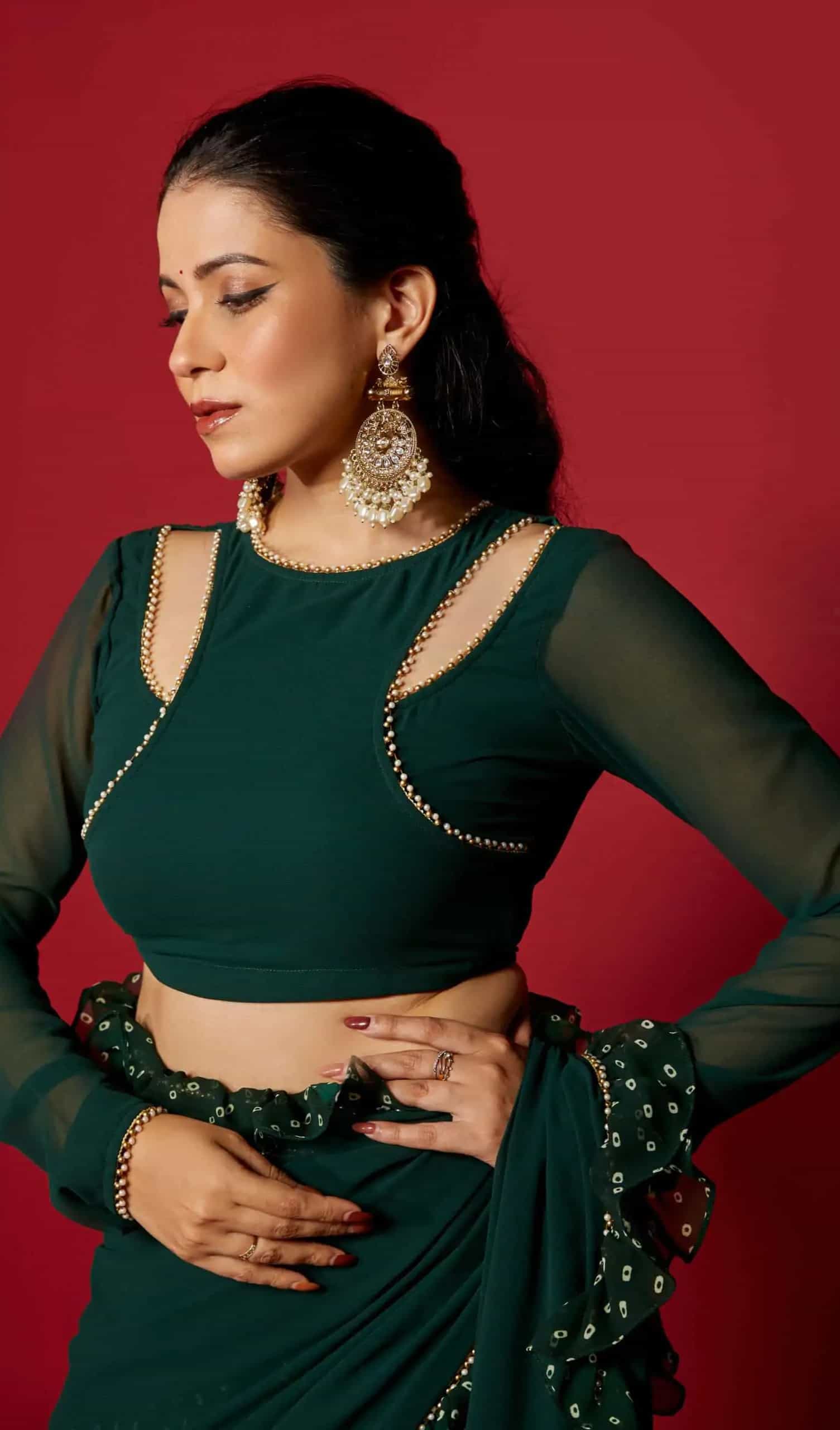 dark green ready to wear saree