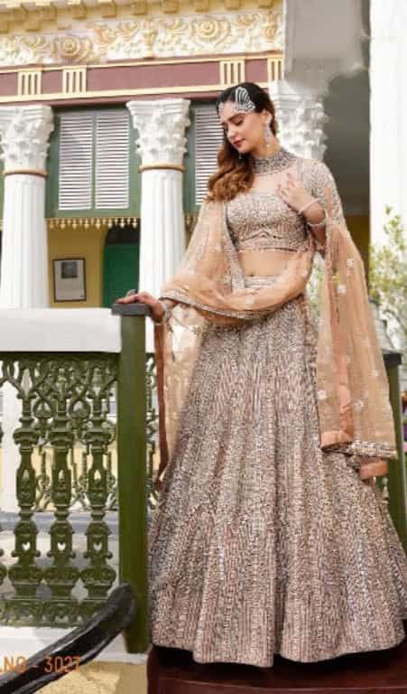 Rose Gold Heavy Net Lehenga Choli