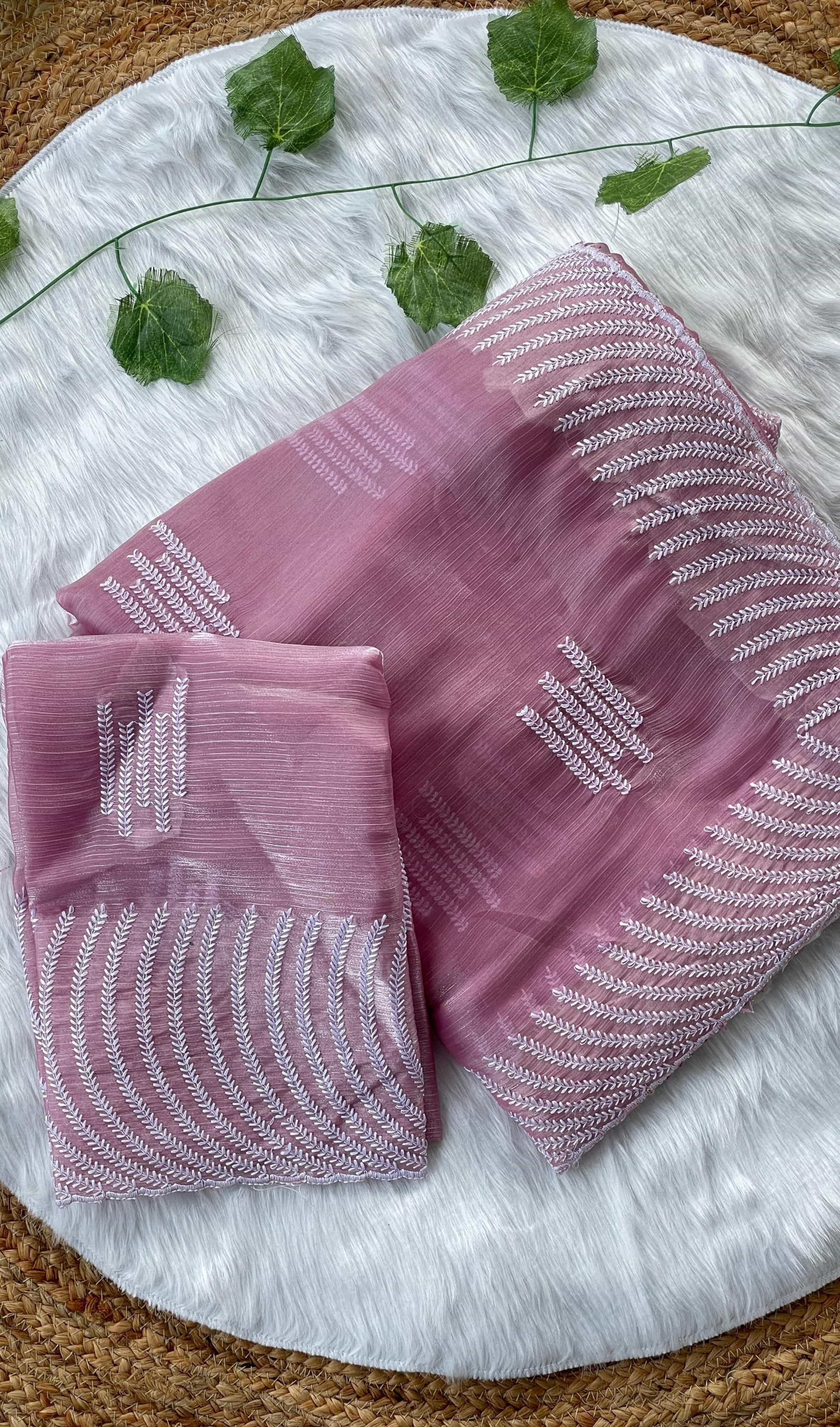 Ash Pink Color Saree
