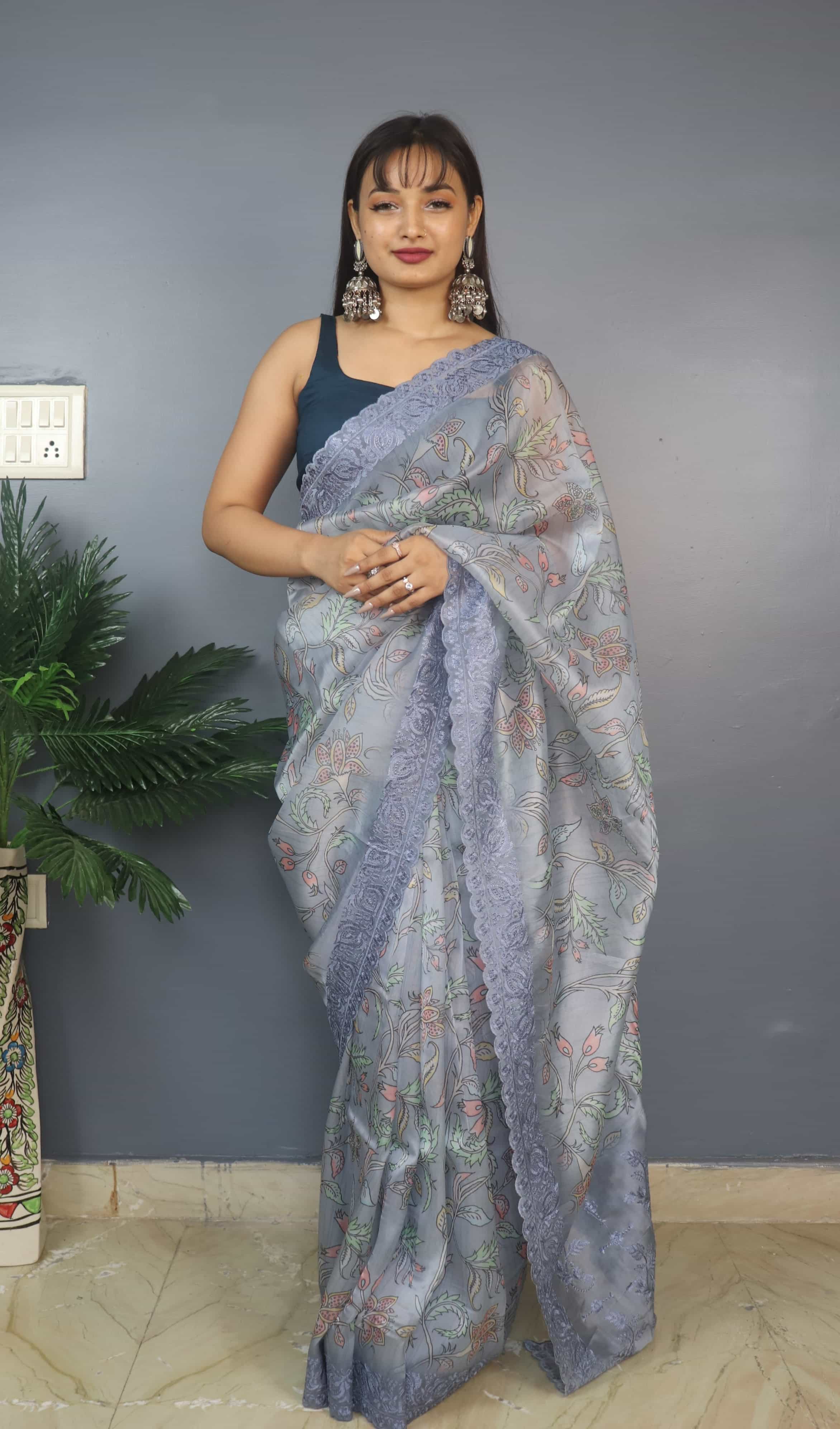 Rama Blue Color Saree