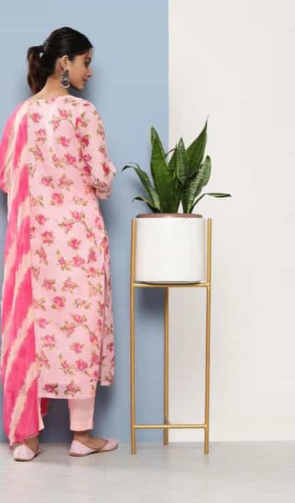 Baby Pink Kota Doria Kurta Set