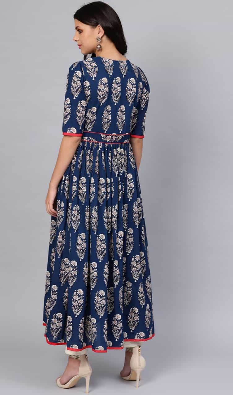 Navy Blue and Off-white Kurti
