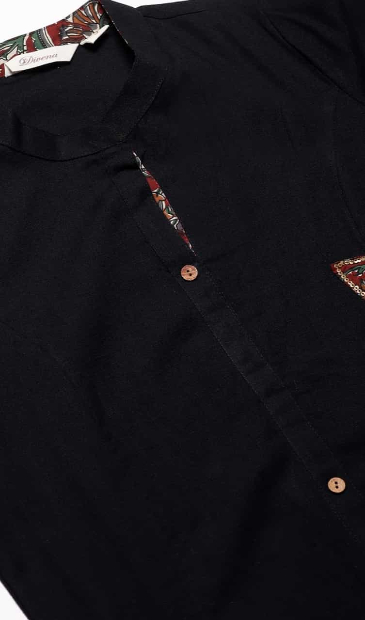 Black Cotton Kurta Set