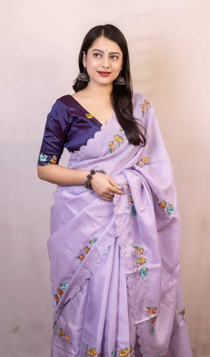 Bird Style Embroidery Saree