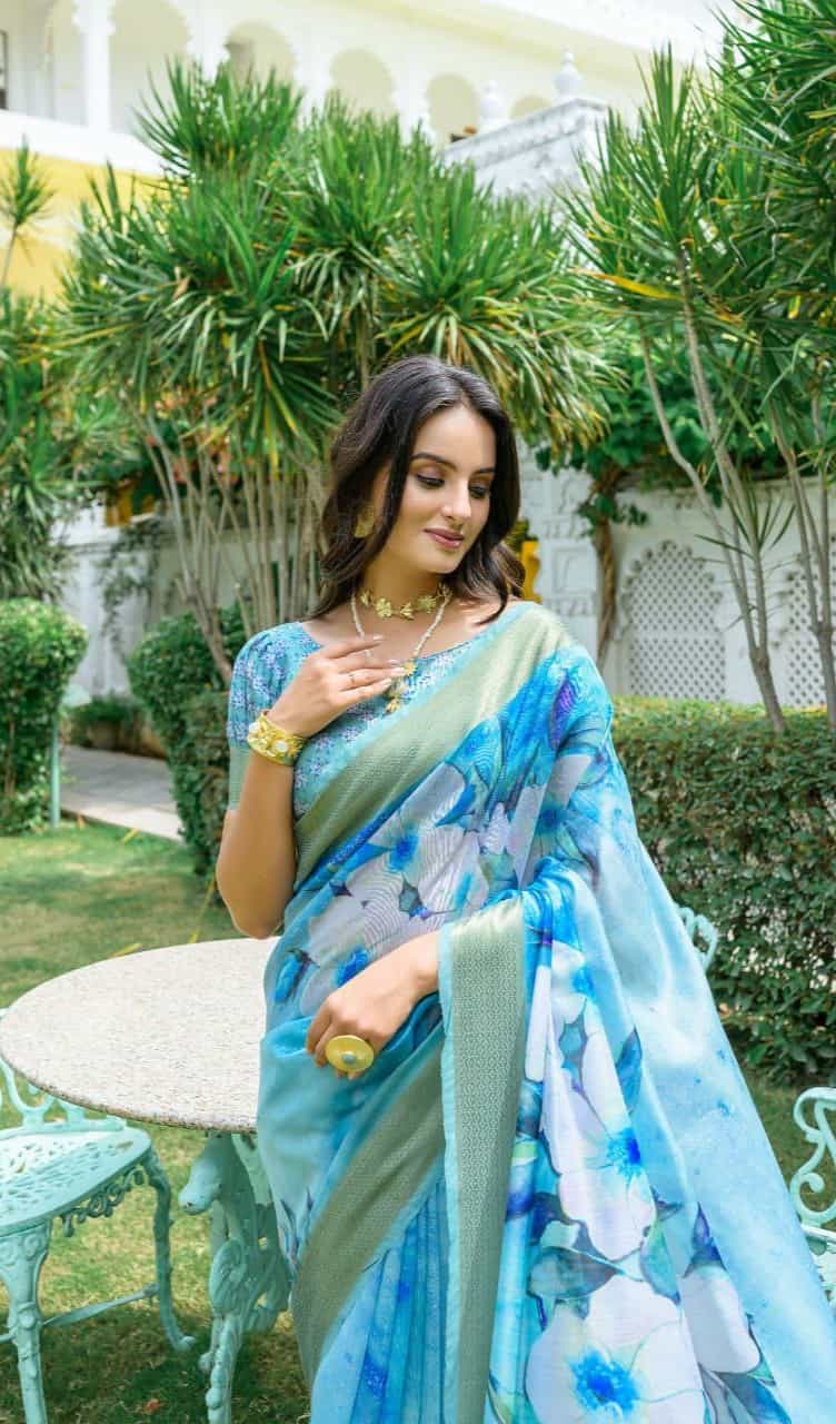 light blue saree