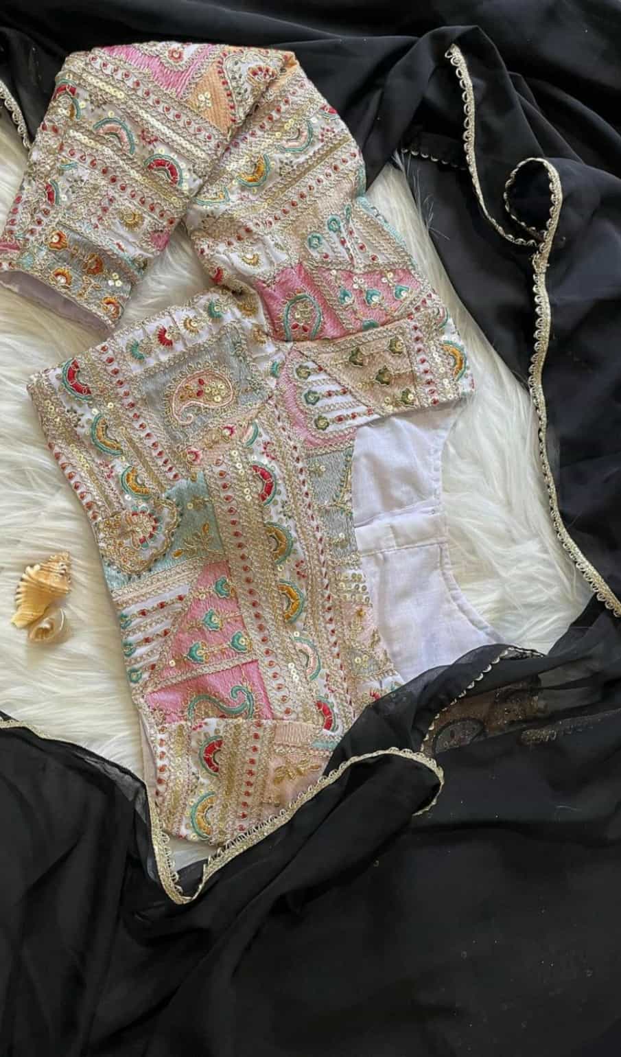 heavy embroidery georgette saree