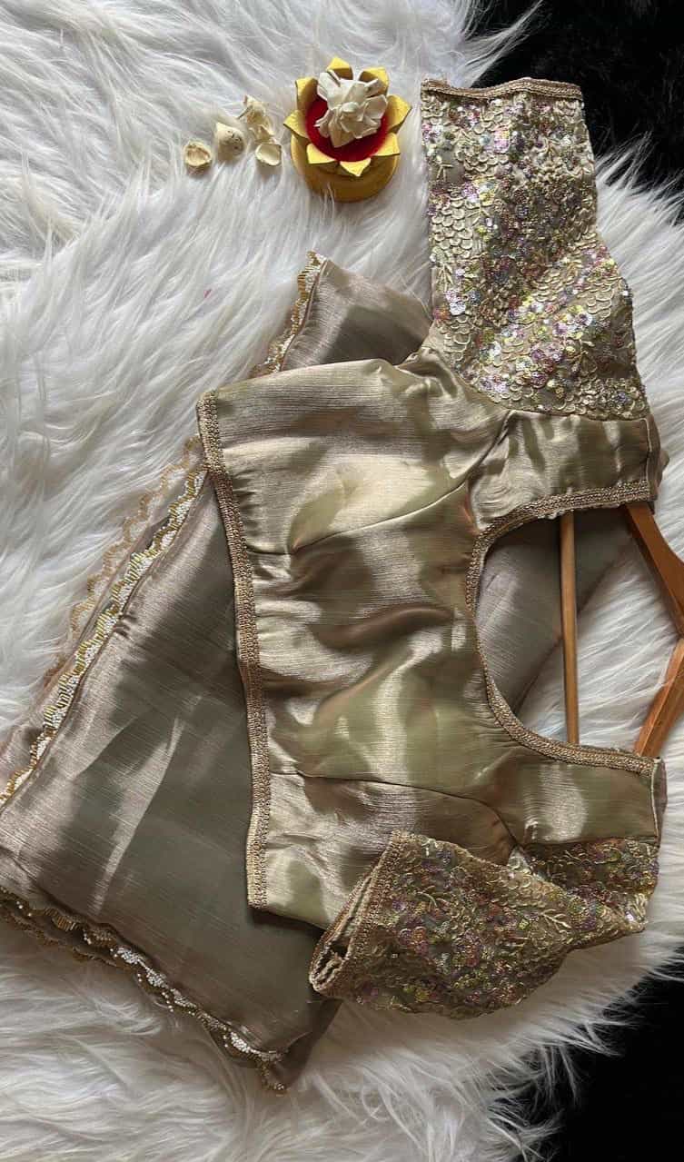 partywear saree blouse design