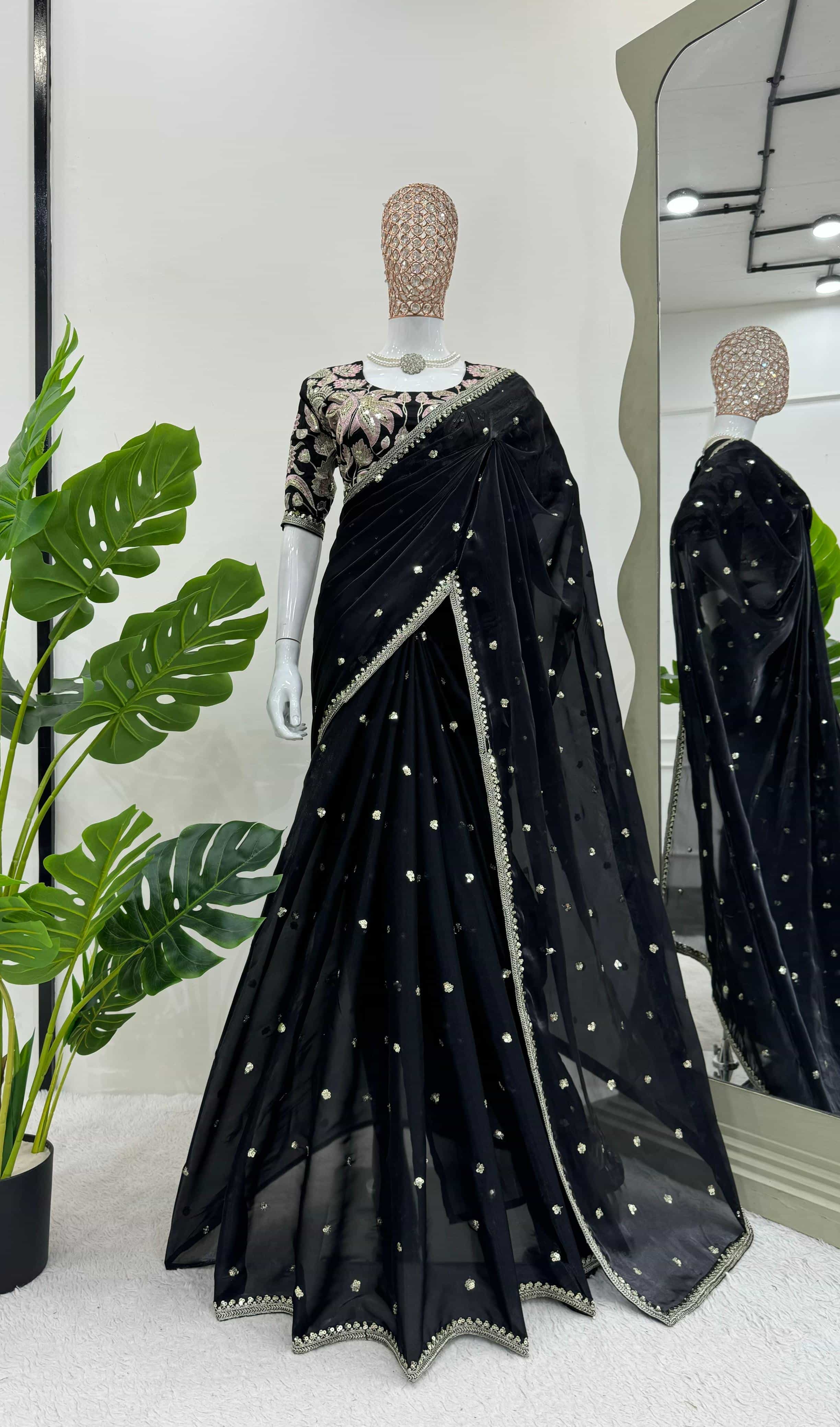 black saree for women