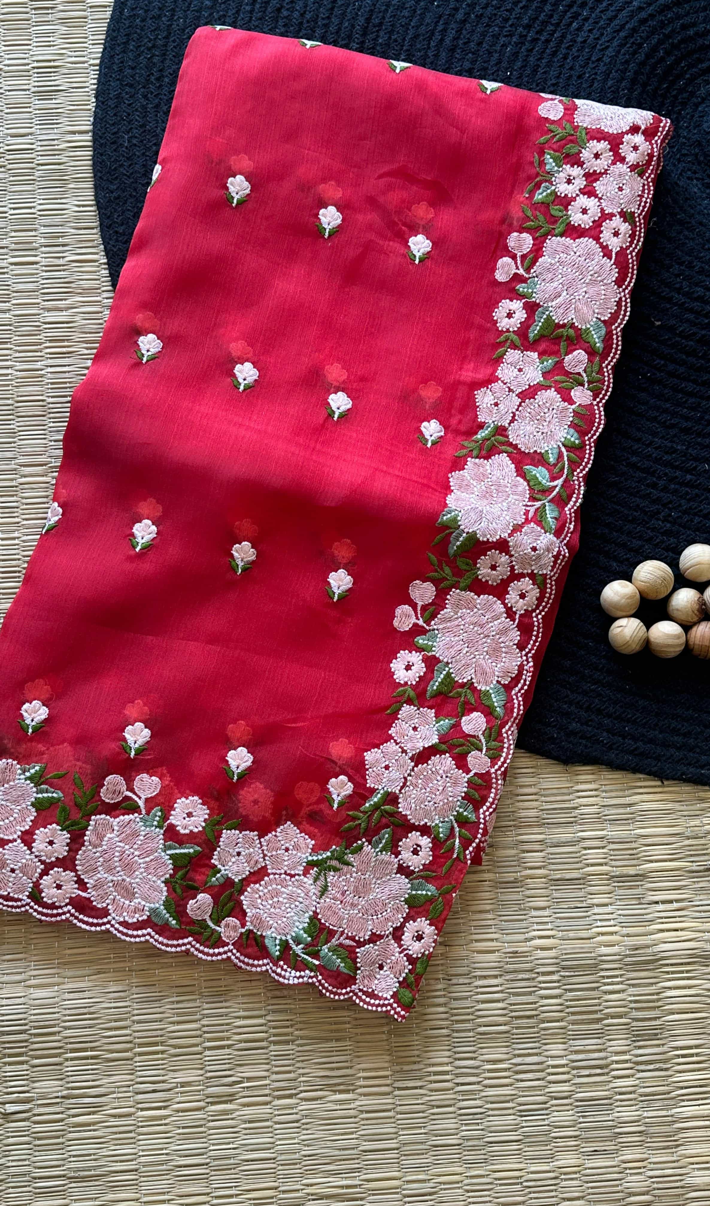 Crimson Color Saree