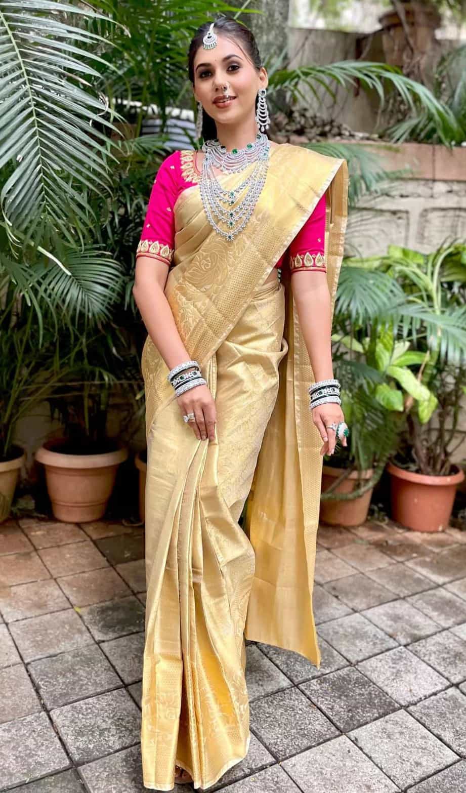 Traditional butti weaving blouse