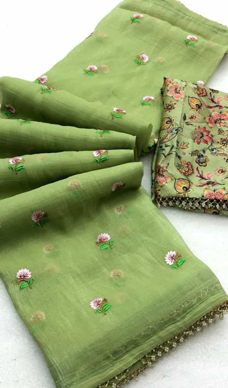 Pista Green Color Saree