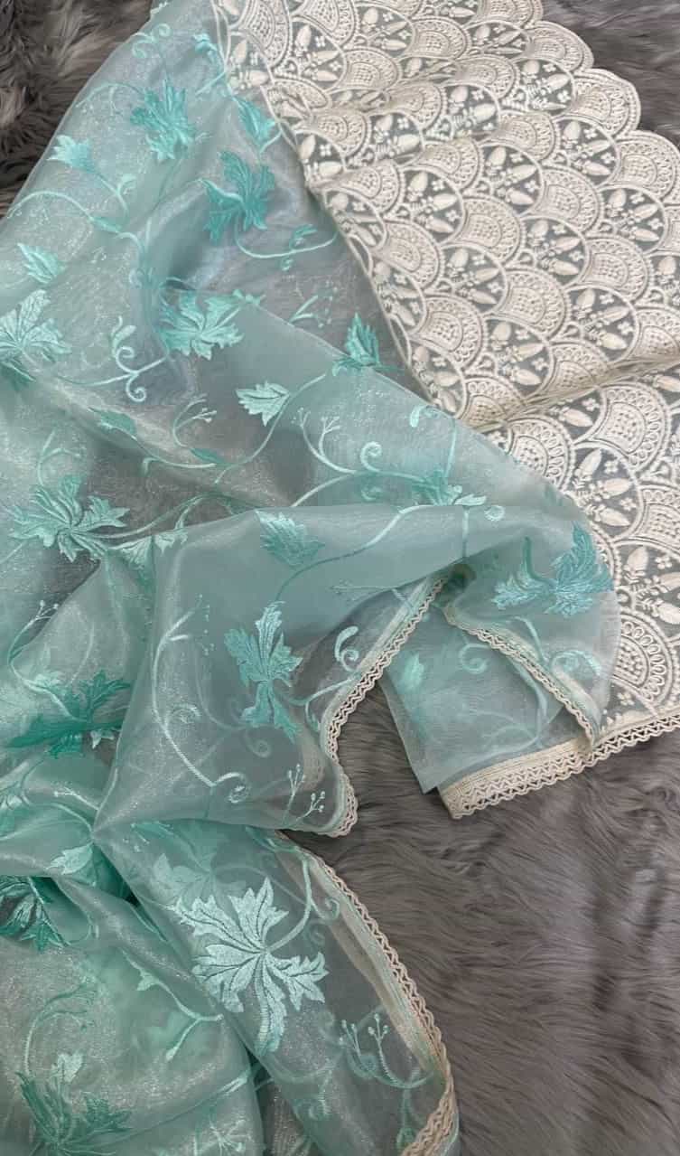 organza silk saree with zari border