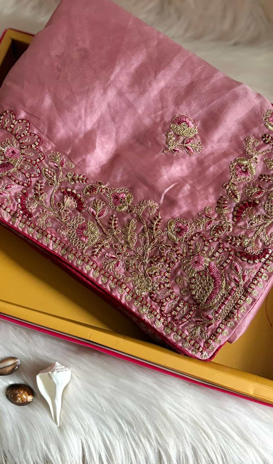multi-embroidery work saree online