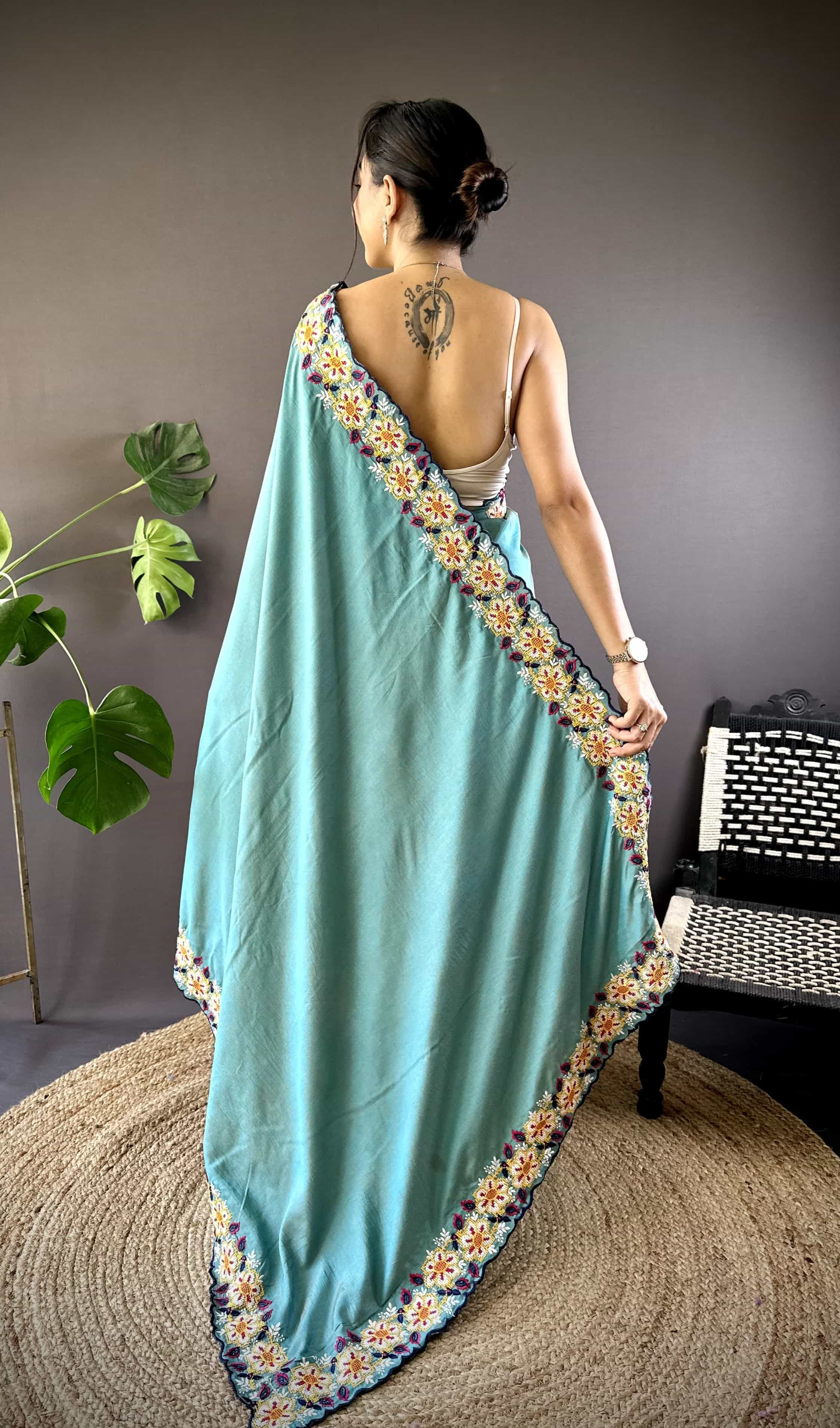 Designer saree with embroidered blouse