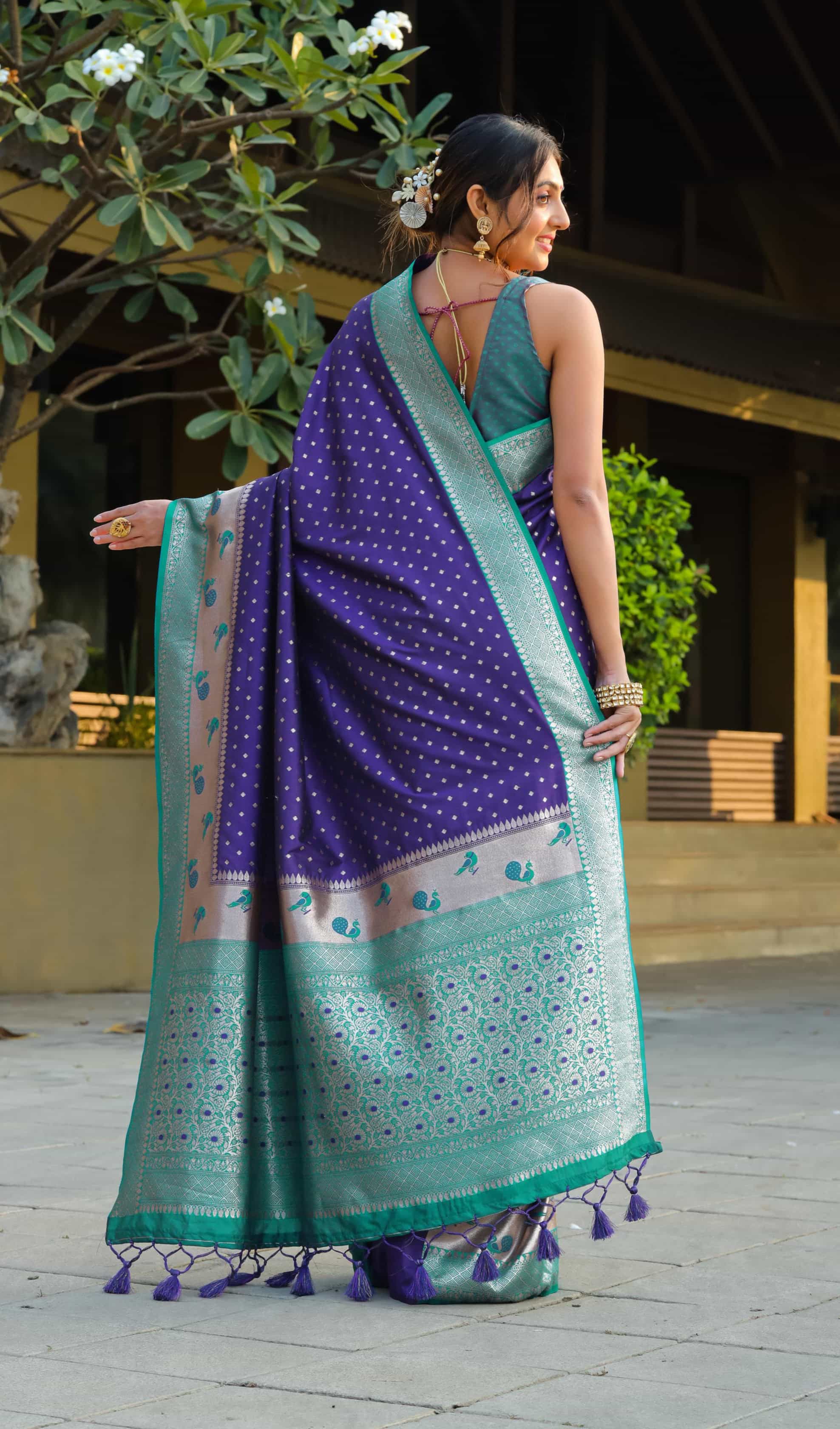Purple Banarasi Paithani Silk Saree