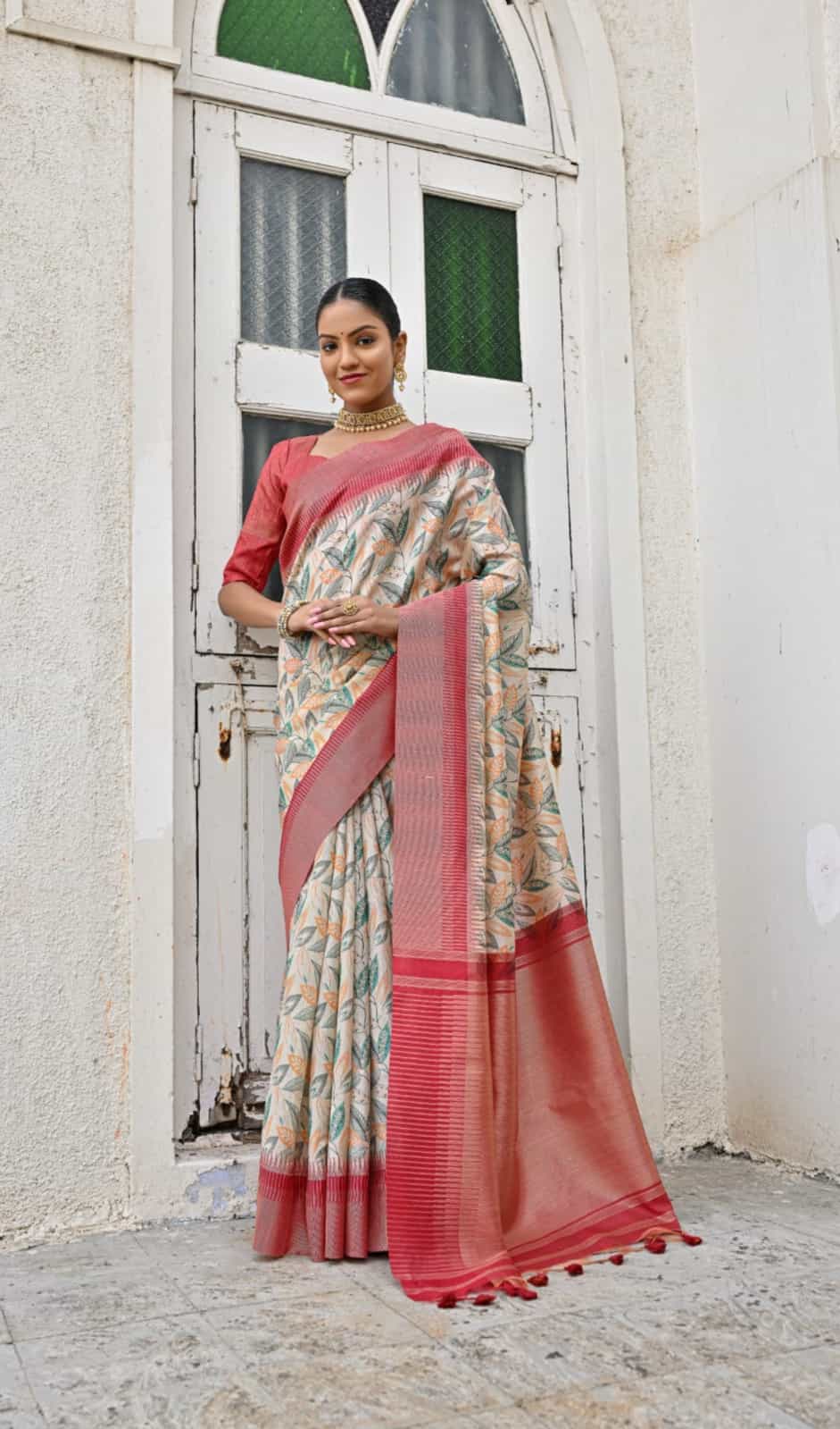 Tussar Silk Saree in Beige