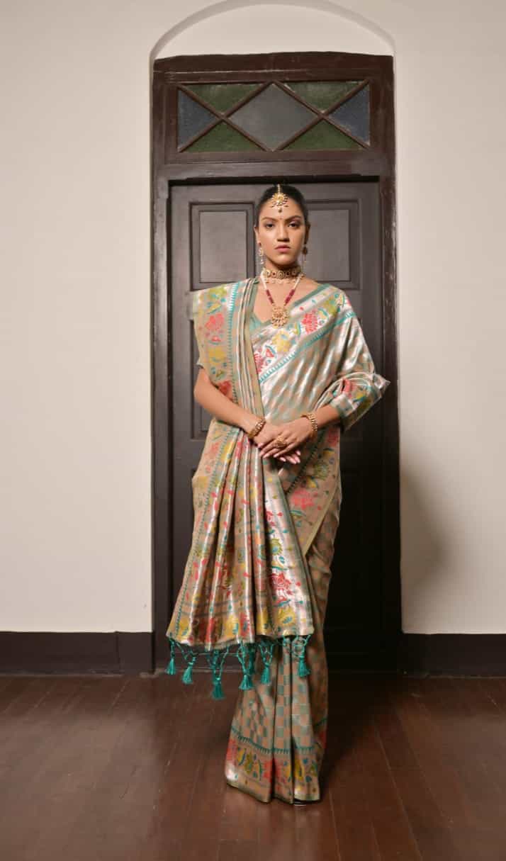 Lotus Border Silk Saree