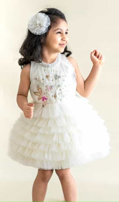 White net dress with frills