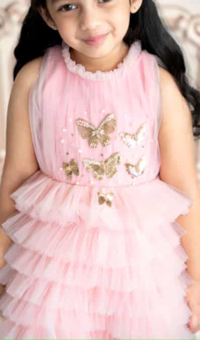 Fully stitched net frock 