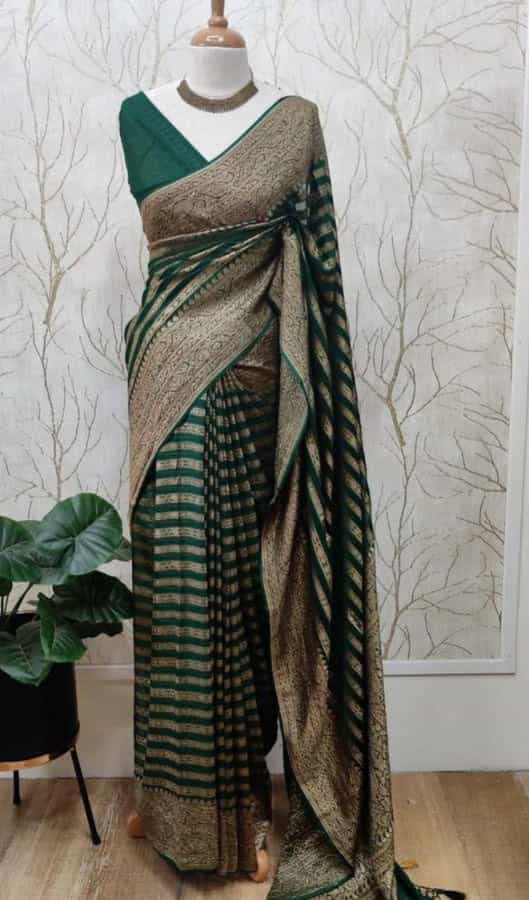 Dark Green Color Saree