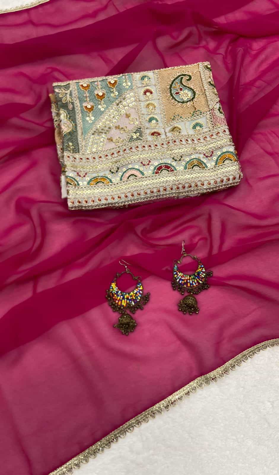 hot pink color saree