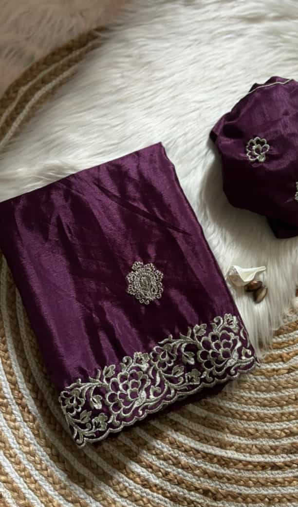 Wine Color Saree