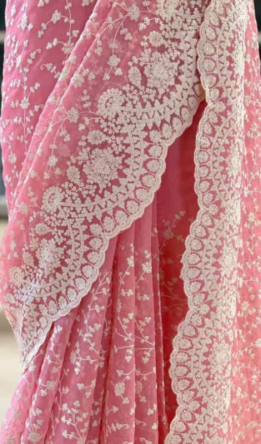 Soft georgette pink saree