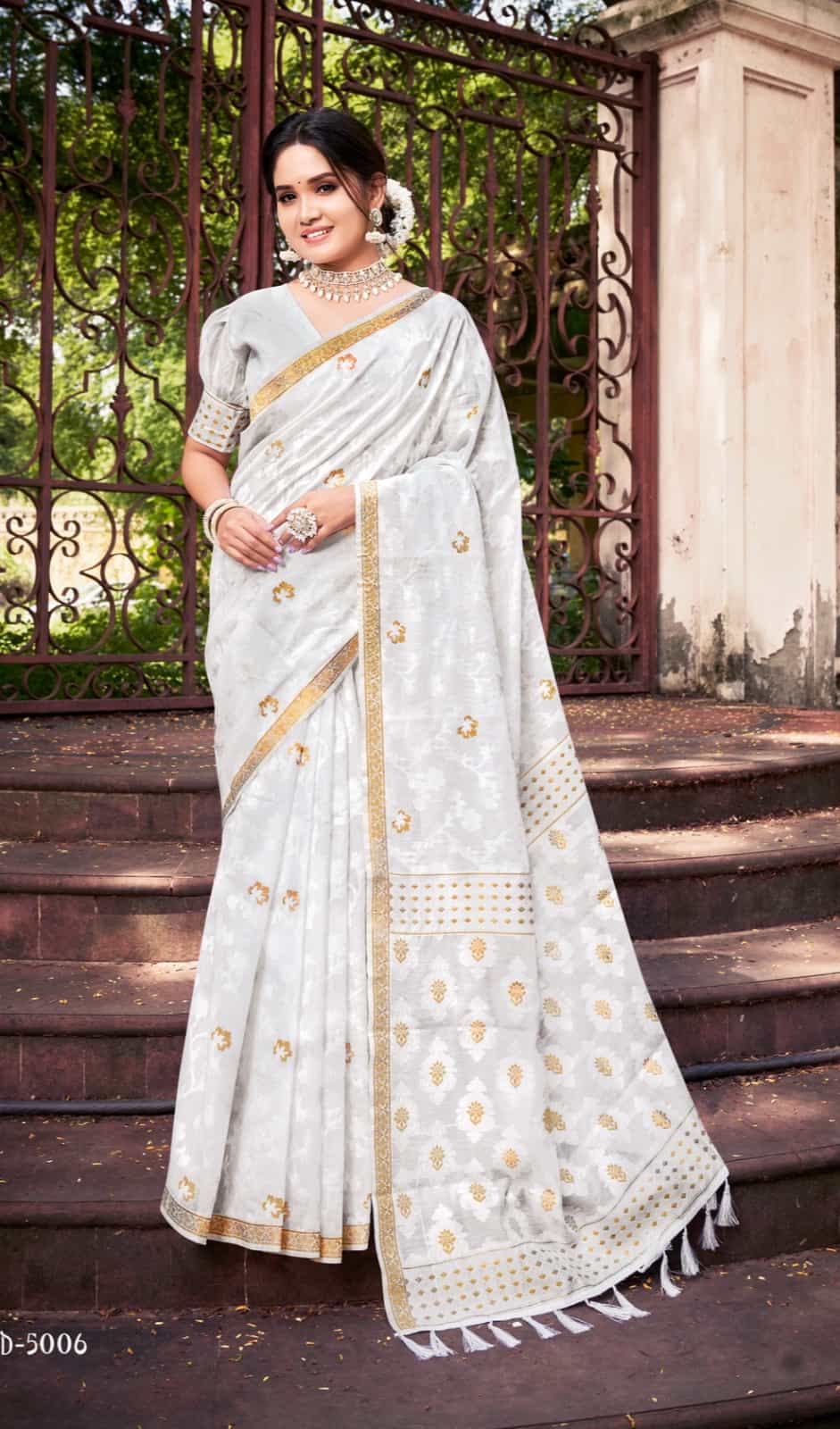 White Color Banarasi Saree