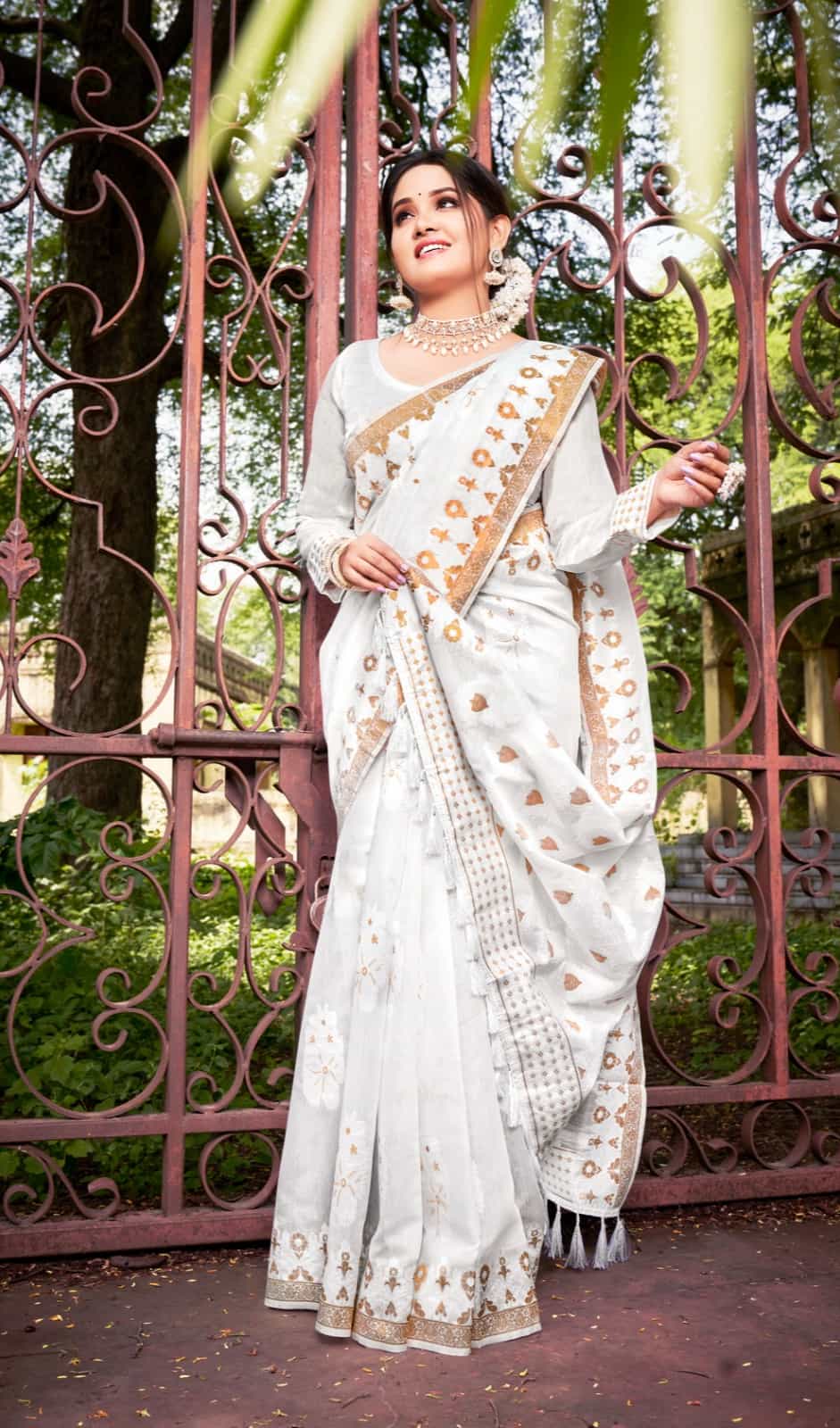 Pure White Banarasi Saree