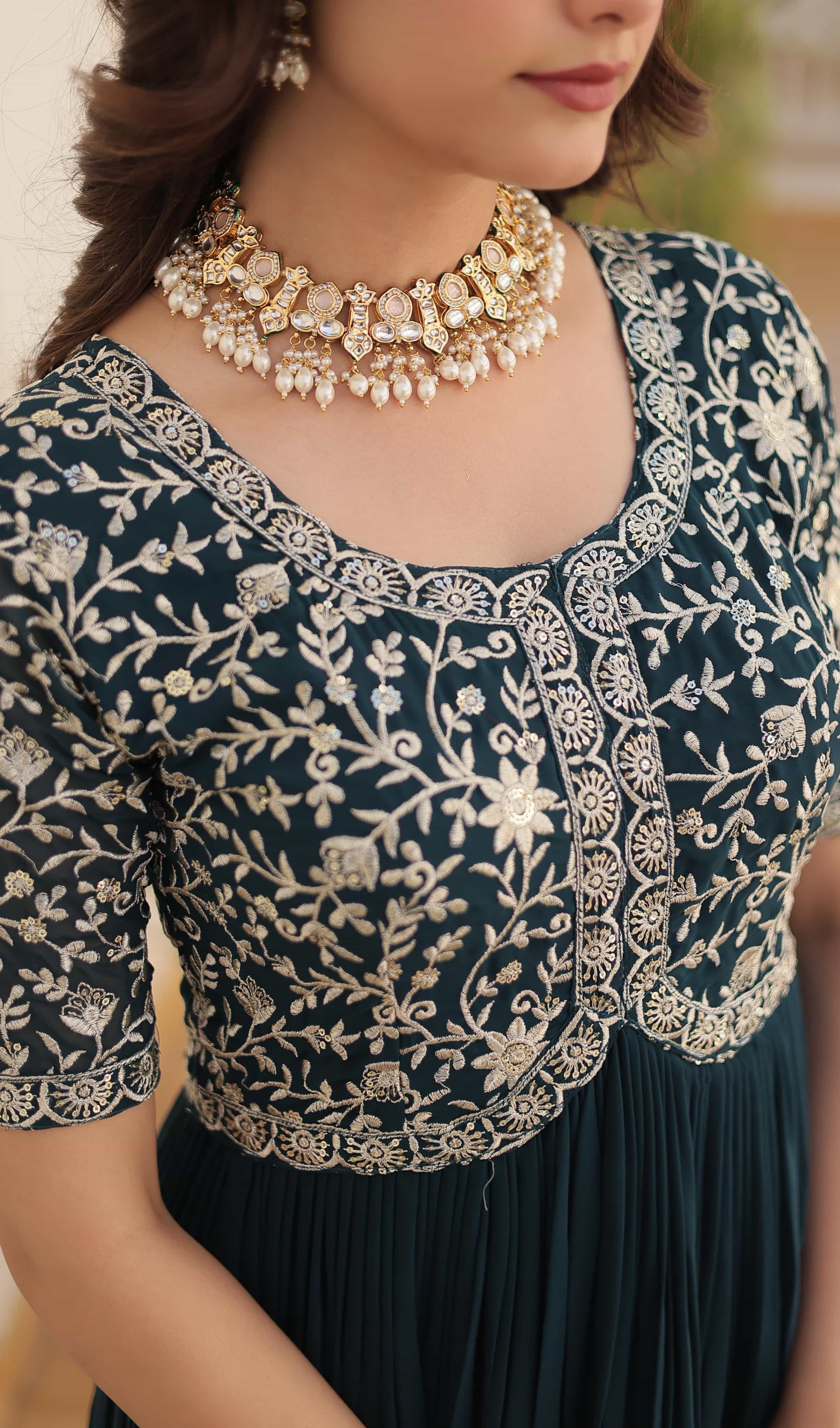 Graceful gown with intricate embroidery