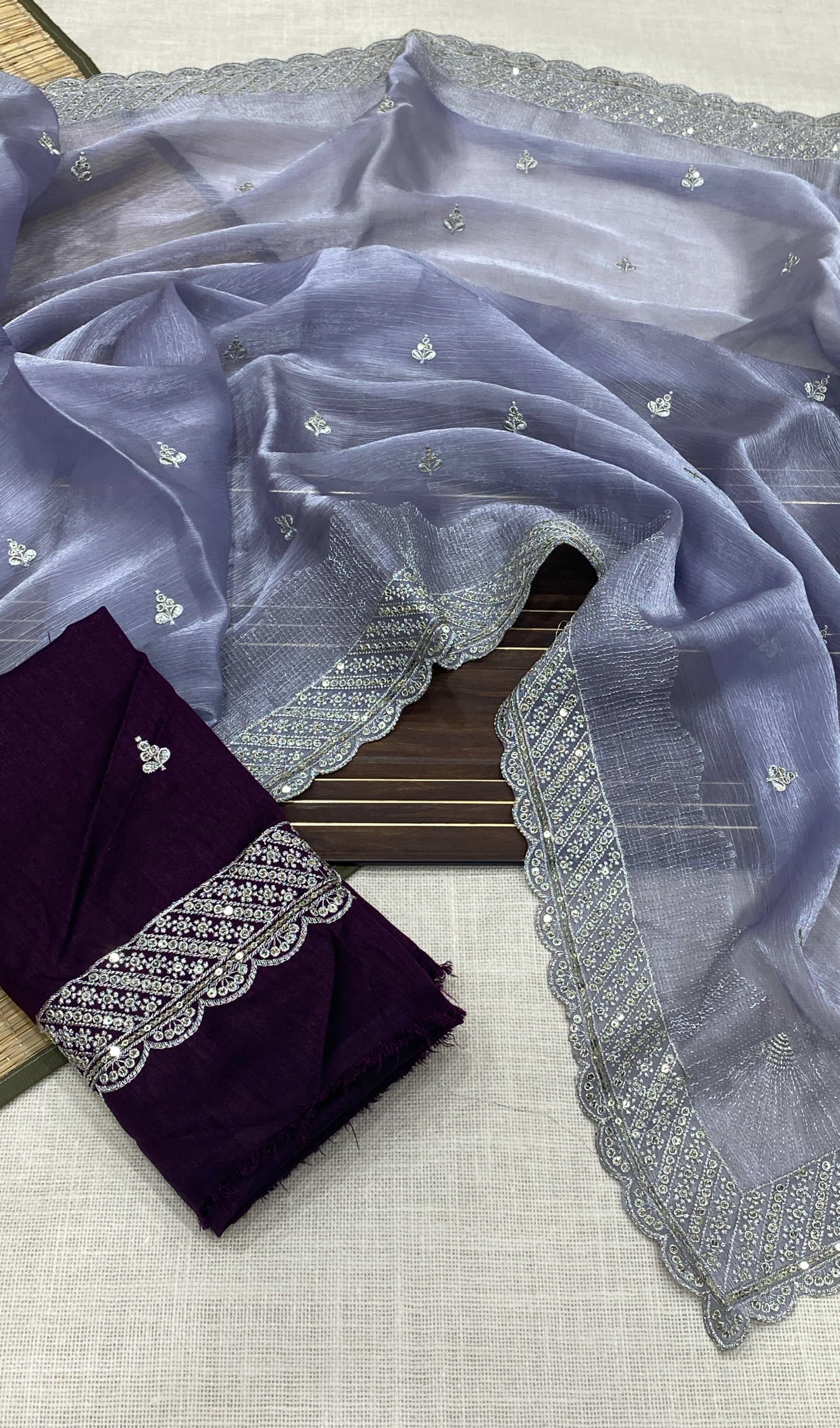 Pure Georgette lilac Saree